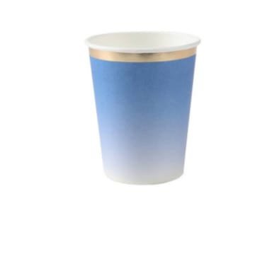 COPO PAPEL AZUL DEGRADE BORDA COURADA C/8 MY076C