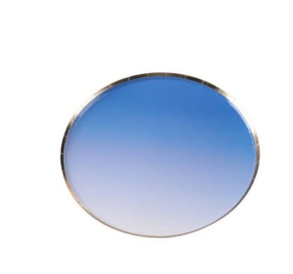 PRATO PAPEL AZUL DEGRADE BORDA DOURADA C/8 MY076P