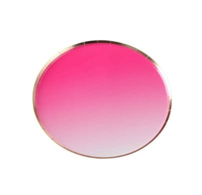 PRATO PAPEL ROSA DEGRADE BORDA DOURADA C/8 MY077P