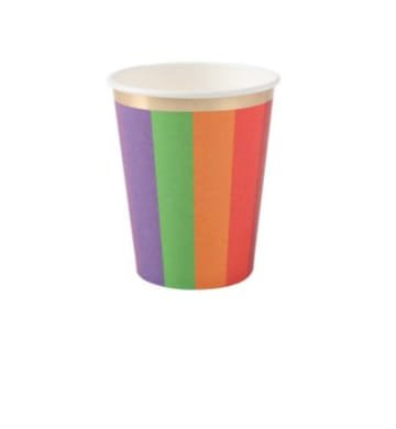 COPO PAPEL COLORIDO BORDA DOURADO C/8 MY079C