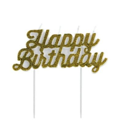 VELA HAPPY BIRTHDAY DOURADO/BRANCO V089