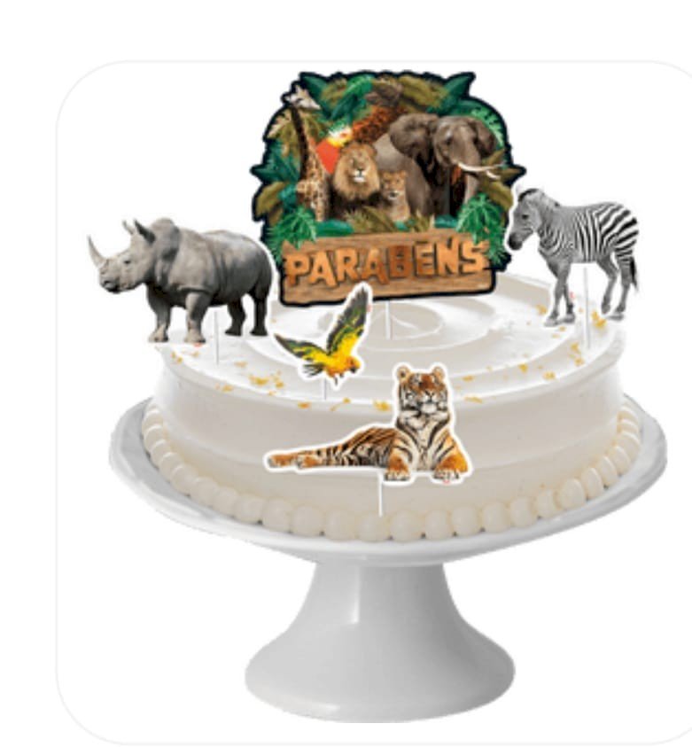 DECORACAO DE BOLO CENARIO FESTA SAFARI C/6UND
