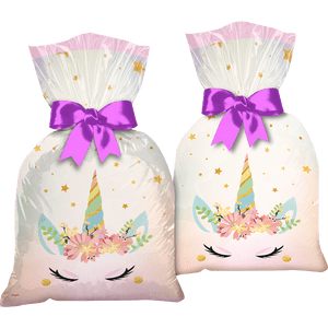 SACOLA PLASTICA FESTA UNICORNIO C/12