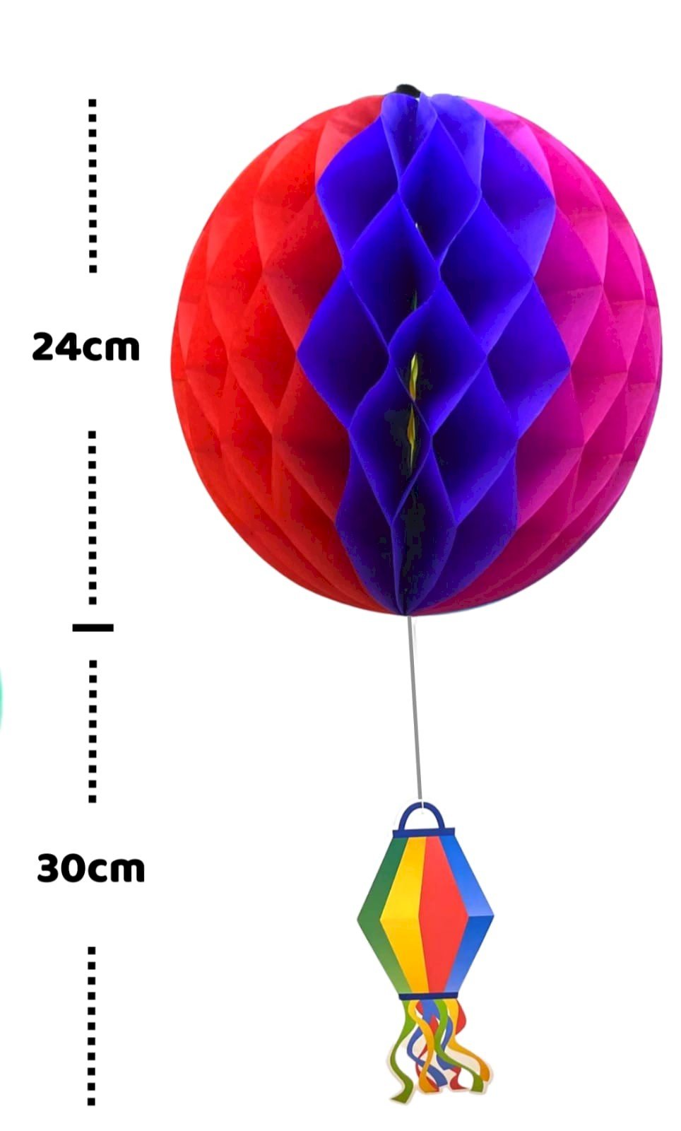 ENFEITE GLOBO EM PAPEL COLORIDO 25CM  J53