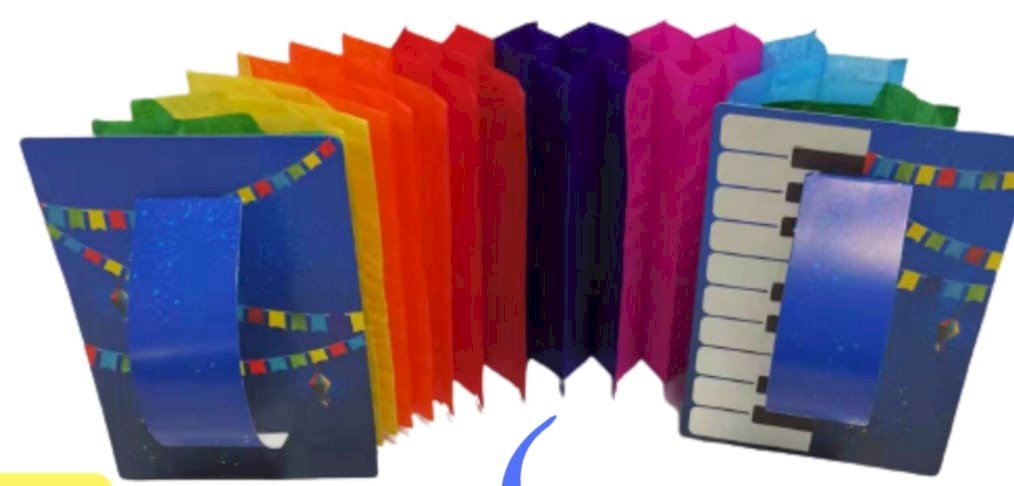 ENFEITE PAPEL COLORIDO SANFONA 14CM  J46