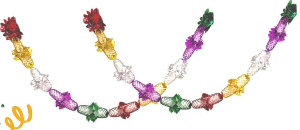 ENFEITE GUIRLANDA EM PAPEL METALIZADO COLORIDO 2 METROS  CP9195-1