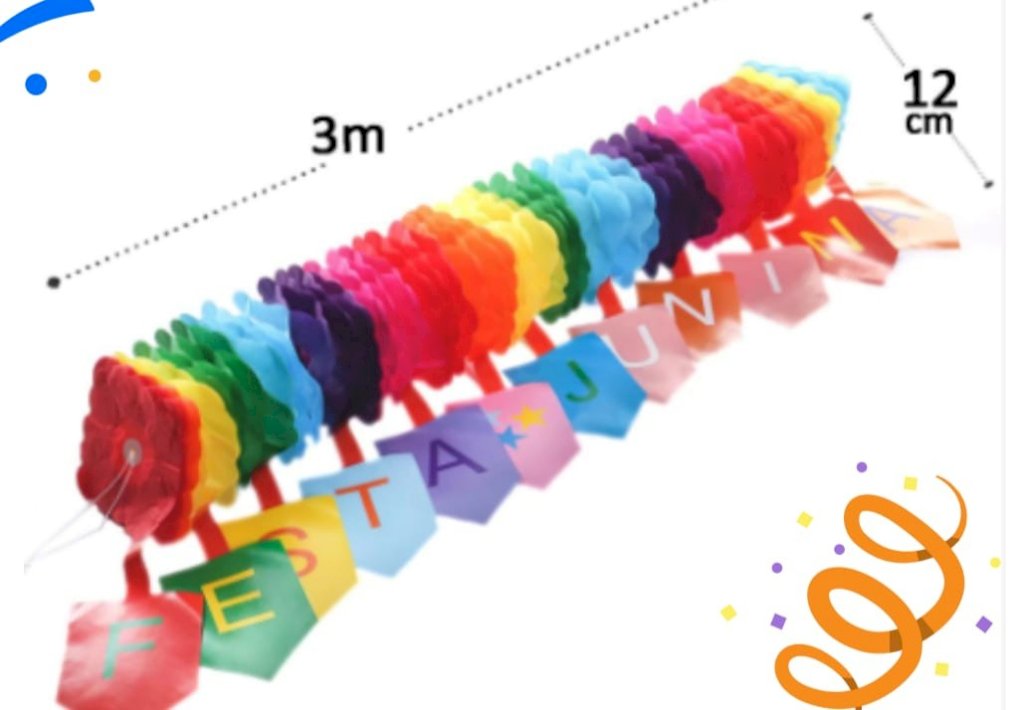 ENFEITE GUIRLANDA EM PAPEL COLORIDO COM LETRAS JUNINA 3 METROS  XY42