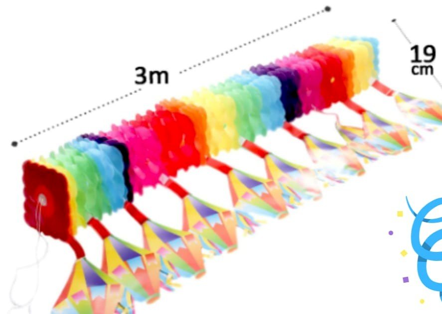 ENFEITE GUIRLANDA EM PAPEL COLORIDO COM BALOES 3 METROS  XY41