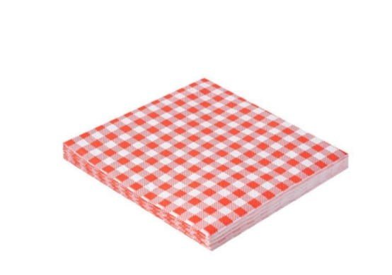GUARDANAPO ESTAMPADO 25X25CM FOLHA DUPLA PAPEL XADREZ VERMELHO C/20UND  GP25163