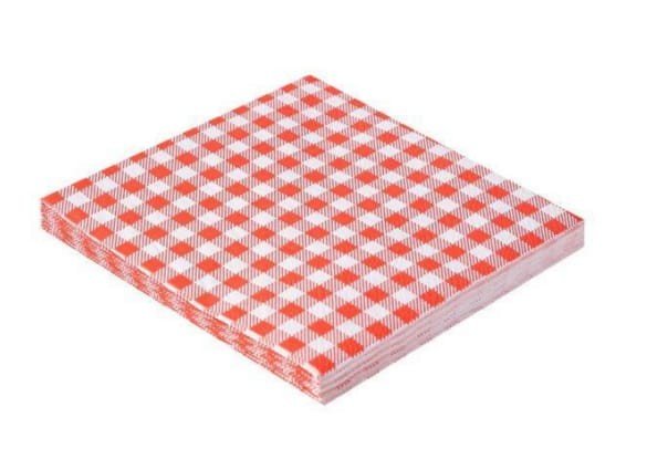 GUARDANAPO ESTAMPADO 33X33CM FOLHA DUPLA PAPEL XADREZ VERMELHO C/20UND  GP33163