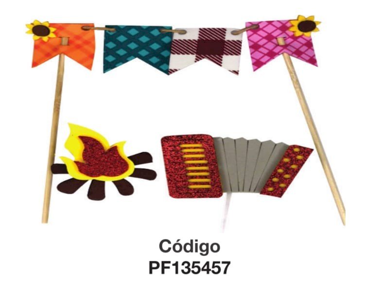 TOPO DE BOLO VARAL BANDEIRINHA 14,5X18CM UND