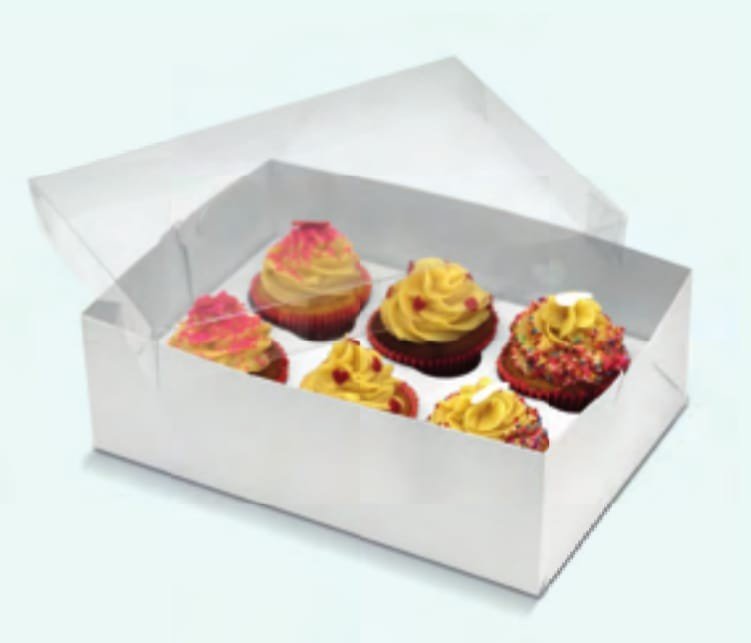 CAIXA DE TRANSPORTE PARA 6 CUPCAKE UND BRANCO