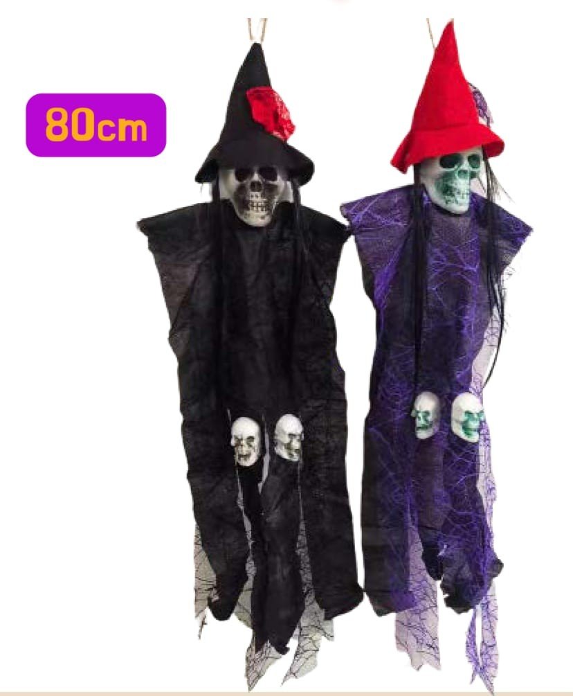 BRUXA CAVEIRA DE PENDURAR SORTIDO 80CM UND