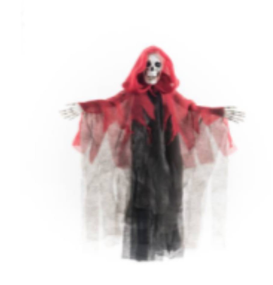 ENFEITE HALLOWEEN CAVEIRA FANTASMA 34X6X45CM H194