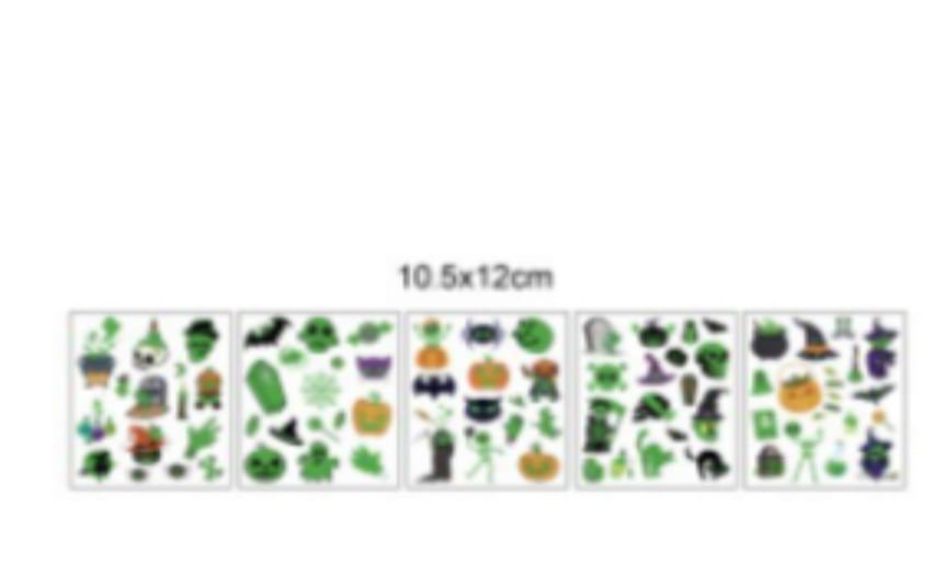 CONJUNTO DE TATUAGEM HALLOWEEN BRILHA NO ESCURO C/5 FOLHAS H213