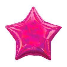 BALAO METALIZADO HOLOGRAFICO ESTRELA PINK 18¨