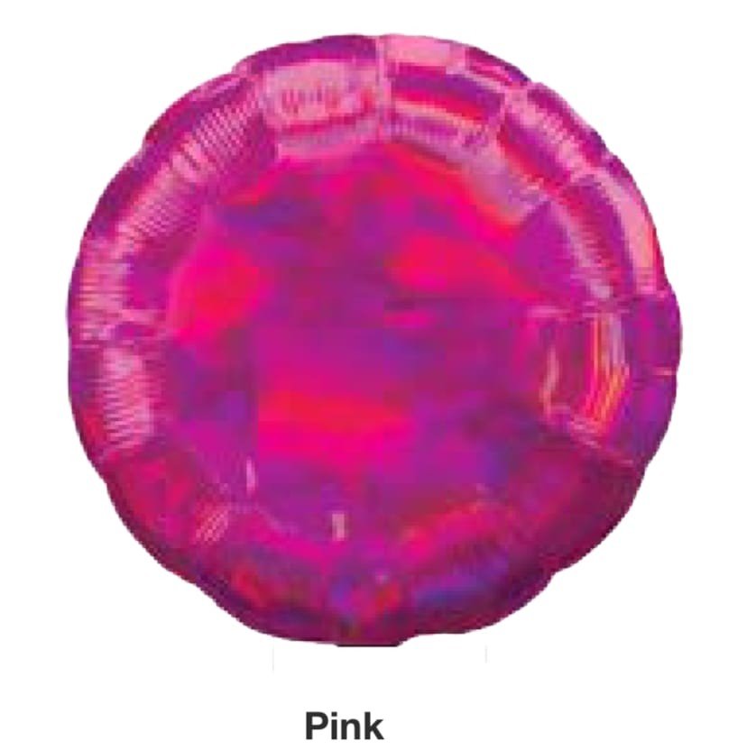 BALAO METALIZADO HOLOGRAFICO REDONDO PINK 18¨