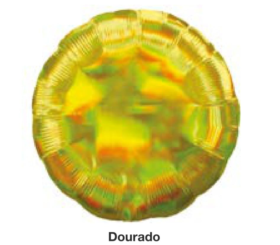 BALAO METALIZADO HOLOGRAFICO REDONDO PINK 18¨