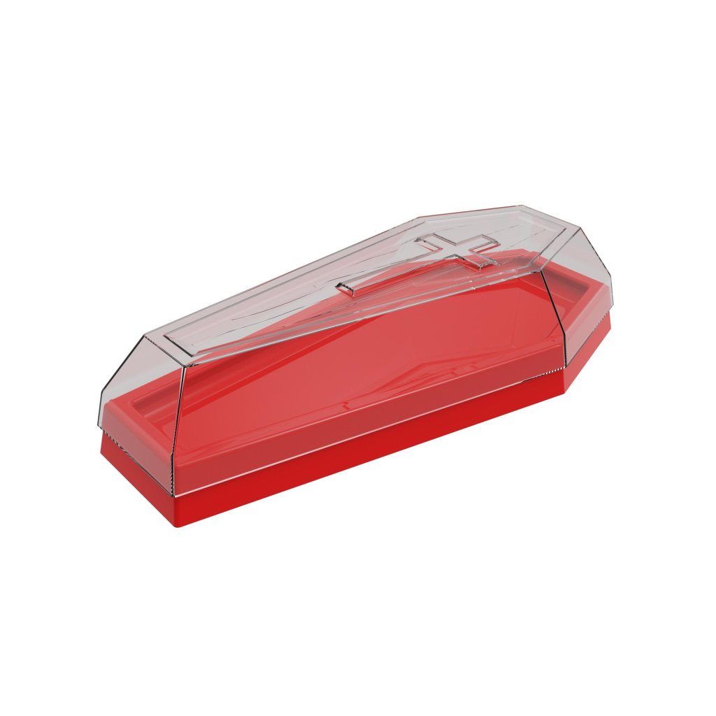 BANDEJA CAIXAO ACRILICO PRETO COM TAMPA CRISTAL 