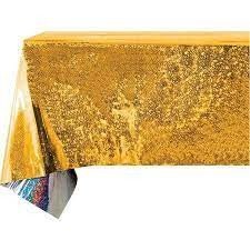 TOALHA DE MESA METALIZADA OURO 137X274CM UND