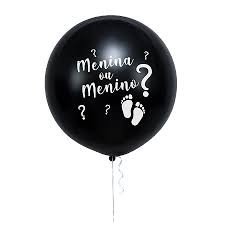 BALAO REVELACAO CHEIO COM GAS HELIO CONFETES E BOLINHAS DENTRO NAS CORES DA REVELAÇAO 60CM