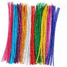 HATES DE CHENILLE 30CM UNIDADE COLORIDAS COM GLITTER CABELO MALUCO