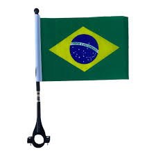 BANDEIRA EM TECIDO BRASIL COM HASTE PARA MOTO OU BICICLETA 14X21CM