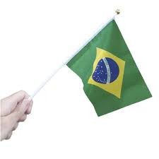 BANDEIRA EM TECIDO BRASIL COM HASTE DE MAO 14X21CM UND