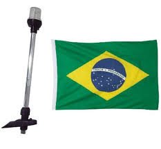 BANDEIRA BO BRASIL EM TECIDO COM HASTE DE MAO COM LED 20X28CM