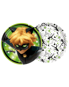 Prato Papel Redondo 18 Cm Ladybug Cat Noir 08 Un.