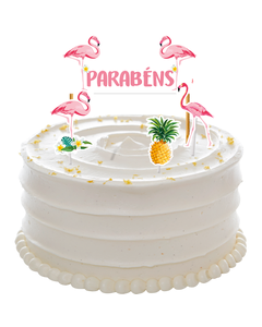 DECORACAO DE BOLO FLAMINGO C/4UND