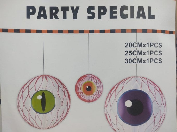 ENFEITE PARA PENDURAR PAPEL FORMATO OLHO HALLOWEEN PCT C/3