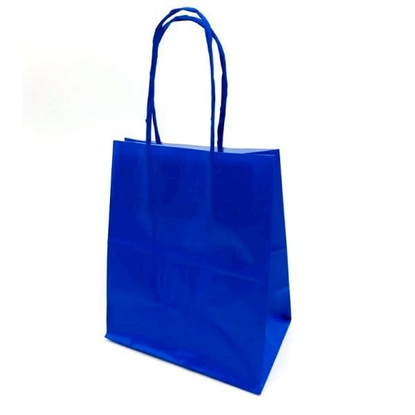 SACOLA PAPEL PP TAM: 18,0X9,0X22,0 C/10UND AZUL BIC