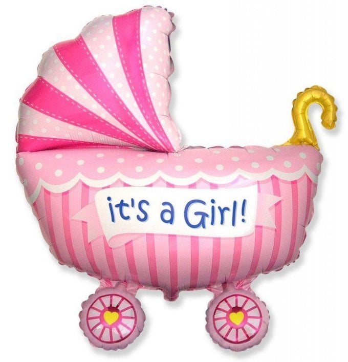 BALAO METALIZADO CARRINHO IT´S A GIRL 14¨( NAO FLUTUA)