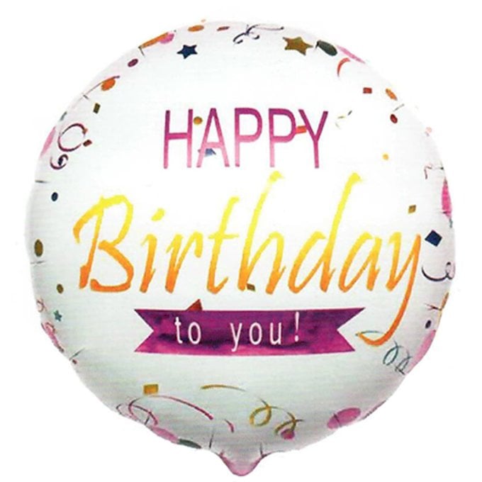 BALAO METALIZADO REDONDO HAPPY BIRTHDAY 18¨
