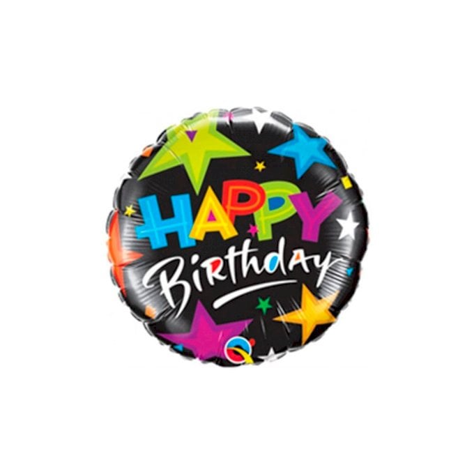 BALAO METALIZADO HAPPY BIRTHDAY PRETO COLOR 18¨