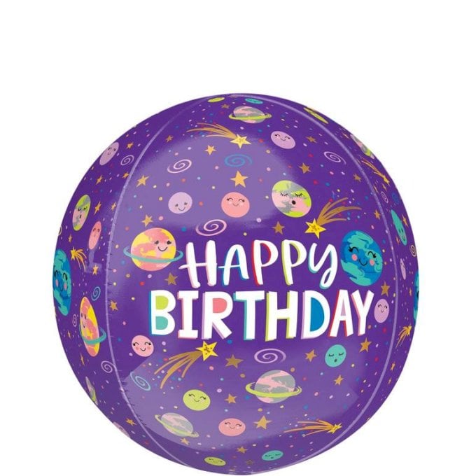 BALAO METALIZADO HAPPY BIRTHDAY ORBZ GALAXIA 15¨/38CM UND