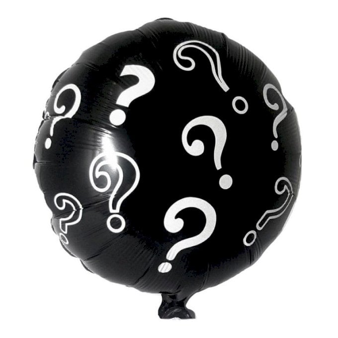 BALAO METALIZADO REVELACAO PRETO INTERROGACAO 18¨