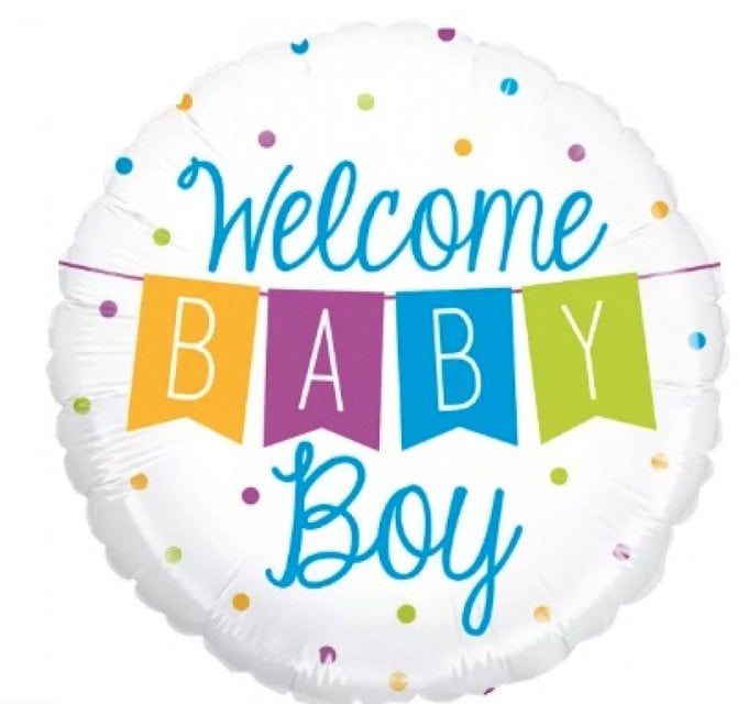 VALAO METALIZADO WELCOME BABY BOY 21¨/53CM UND