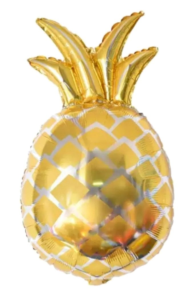 BALAO METALIZADO ABACAXI DOURADO 48X80CM UND