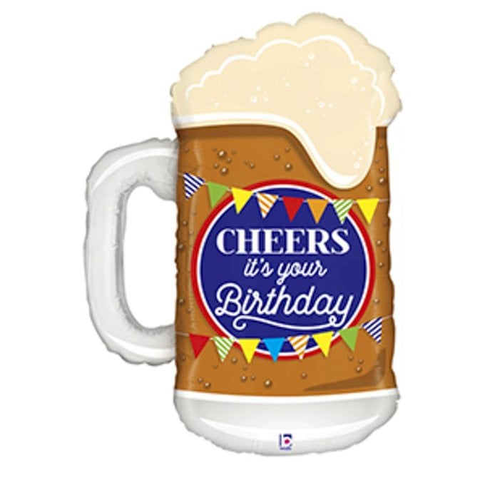 BALAO METALIZADO SUPERSHAPE CHEERS BIRTHDAY BEER 34¨/86CM