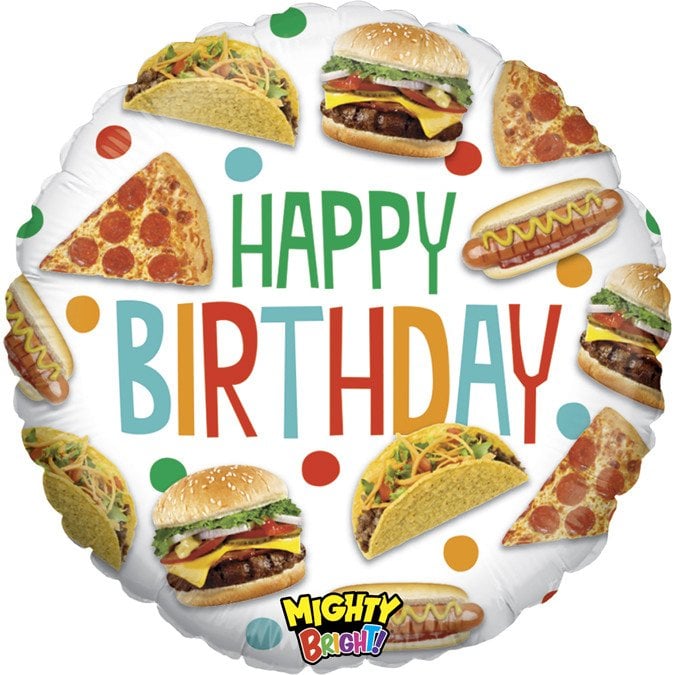 BALAO METALIZADO MIGHTY FOOD BIRTHDAY 18¨