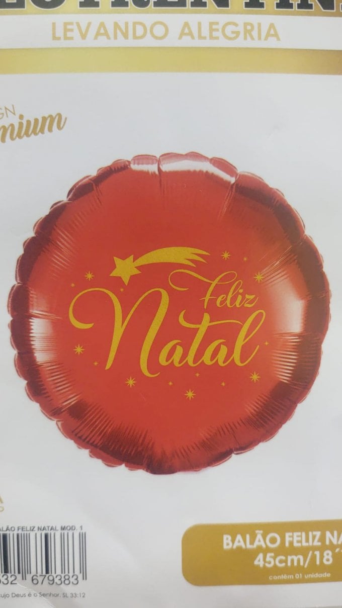 BALAO METELIZADO FELIZ NATAL 18¨