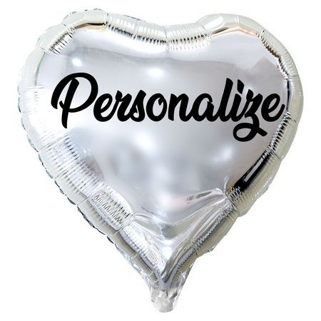 BALAO METALIZADO 18¨ CORACAO PERSONALIZADO COM O SEU NOME OU FRASE DE SUA PREFERENCIA EM UMA LINHA SEM  GAS HELIO MAE