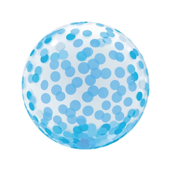 BALAO BUBBLE CONFETE AZUL ESTAMPADO 18¨/45CM 