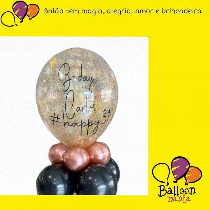 ARRANJO BALOES 4 CHRO, 5 PRL, GLITTER,PERSONALIZACAO,BALAO 16