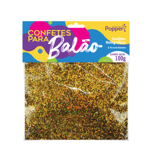 CONFETE METALIZADO PARA BALAO DOURADO 0,1CM 100GRAMAS