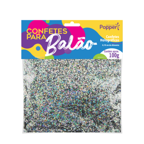 CONFETE METALIZADO PARA BALAO PRATA 0,1CM 100GRAMAS