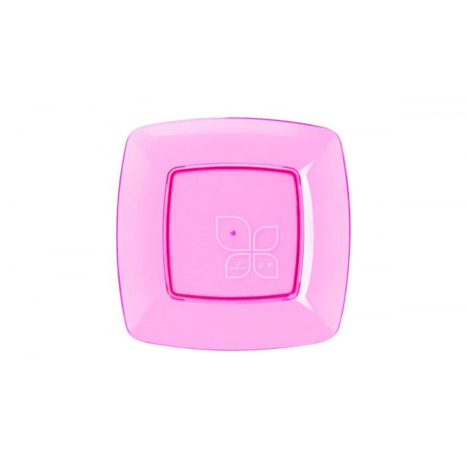 PRATO QUADRADO 15CM C/10 UND ROSA NEON
