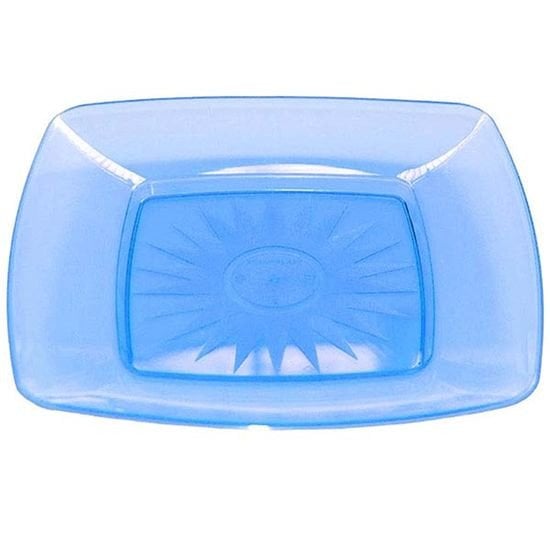 PRATO QUADRADO 15CM C/10 UND AZUL NEON